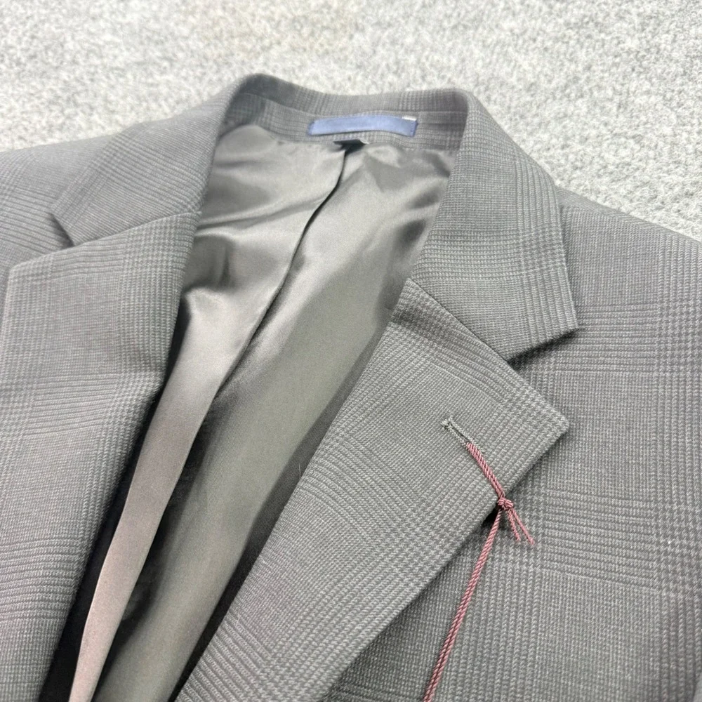 Jos A Bank 1905 Blazer Slim Fit Merino Wool Stretch Sport Coat dark‎ Grey Plaid